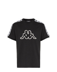 schwarzes und weißes bedrucktes T-Shirt mit einem Rundhalsausschnitt von Charm's