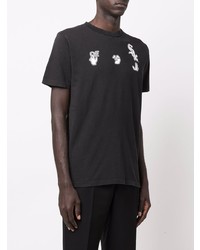 schwarzes und weißes bedrucktes T-Shirt mit einem Rundhalsausschnitt von Off-White