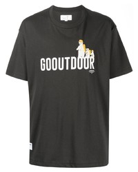schwarzes und weißes bedrucktes T-Shirt mit einem Rundhalsausschnitt von Chocoolate