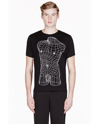 schwarzes und weißes bedrucktes T-Shirt mit einem Rundhalsausschnitt von Christopher Kane