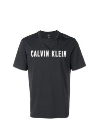 schwarzes und weißes bedrucktes T-Shirt mit einem Rundhalsausschnitt von CK Calvin Klein