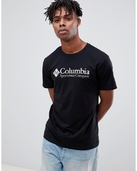 schwarzes und weißes bedrucktes T-Shirt mit einem Rundhalsausschnitt von Columbia