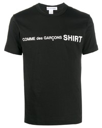 schwarzes und weißes bedrucktes T-Shirt mit einem Rundhalsausschnitt von Comme Des Garcons SHIRT