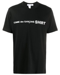 schwarzes und weißes bedrucktes T-Shirt mit einem Rundhalsausschnitt von Comme Des Garcons SHIRT