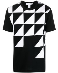 schwarzes und weißes bedrucktes T-Shirt mit einem Rundhalsausschnitt von Comme Des Garcons SHIRT