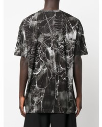 schwarzes und weißes bedrucktes T-Shirt mit einem Rundhalsausschnitt von Comme Des Garcons Homme Plus