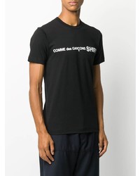 schwarzes und weißes bedrucktes T-Shirt mit einem Rundhalsausschnitt von Comme Des Garcons SHIRT