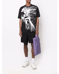 schwarzes und weißes bedrucktes T-Shirt mit einem Rundhalsausschnitt von Comme Des Garcons SHIRT