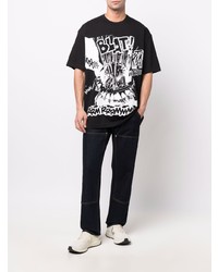 schwarzes und weißes bedrucktes T-Shirt mit einem Rundhalsausschnitt von Comme Des Garcons SHIRT