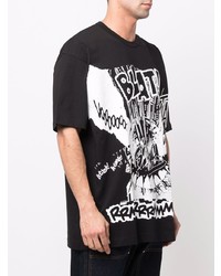 schwarzes und weißes bedrucktes T-Shirt mit einem Rundhalsausschnitt von Comme Des Garcons SHIRT