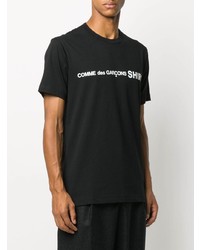 schwarzes und weißes bedrucktes T-Shirt mit einem Rundhalsausschnitt von Comme Des Garcons SHIRT