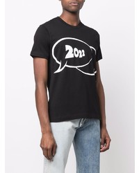 schwarzes und weißes bedrucktes T-Shirt mit einem Rundhalsausschnitt von Comme Des Garcons SHIRT