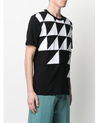 schwarzes und weißes bedrucktes T-Shirt mit einem Rundhalsausschnitt von Comme Des Garcons SHIRT