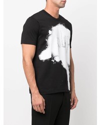 schwarzes und weißes bedrucktes T-Shirt mit einem Rundhalsausschnitt von Comme Des Garcons SHIRT