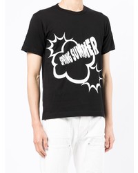 schwarzes und weißes bedrucktes T-Shirt mit einem Rundhalsausschnitt von Comme Des Garcons SHIRT