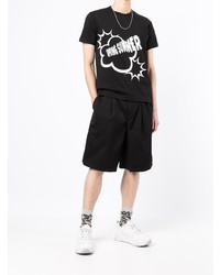 schwarzes und weißes bedrucktes T-Shirt mit einem Rundhalsausschnitt von Comme Des Garcons SHIRT