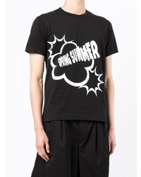 schwarzes und weißes bedrucktes T-Shirt mit einem Rundhalsausschnitt von Comme Des Garcons SHIRT