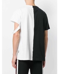 schwarzes und weißes bedrucktes T-Shirt mit einem Rundhalsausschnitt von Boy London
