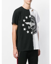 schwarzes und weißes bedrucktes T-Shirt mit einem Rundhalsausschnitt von Boy London