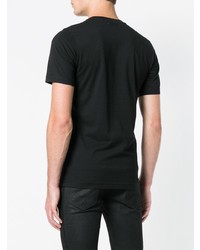 schwarzes und weißes bedrucktes T-Shirt mit einem Rundhalsausschnitt von Diesel Black Gold