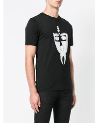 schwarzes und weißes bedrucktes T-Shirt mit einem Rundhalsausschnitt von Diesel Black Gold