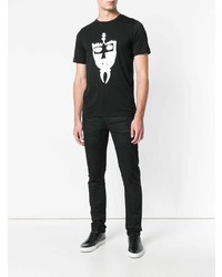 schwarzes und weißes bedrucktes T-Shirt mit einem Rundhalsausschnitt von Diesel Black Gold