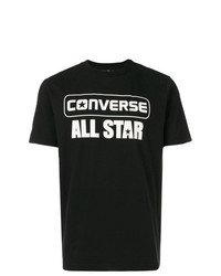 schwarzes und weißes bedrucktes T-Shirt mit einem Rundhalsausschnitt von Converse