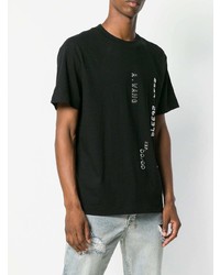 schwarzes und weißes bedrucktes T-Shirt mit einem Rundhalsausschnitt von Alexander Wang