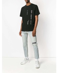 schwarzes und weißes bedrucktes T-Shirt mit einem Rundhalsausschnitt von Alexander Wang