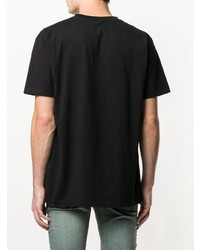schwarzes und weißes bedrucktes T-Shirt mit einem Rundhalsausschnitt von Marcelo Burlon County of Milan
