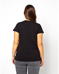 schwarzes und weißes bedrucktes T-Shirt mit einem Rundhalsausschnitt von Asos