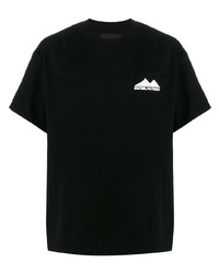schwarzes und weißes bedrucktes T-Shirt mit einem Rundhalsausschnitt von Daniel Patrick