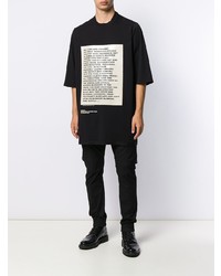 schwarzes und weißes bedrucktes T-Shirt mit einem Rundhalsausschnitt von Rick Owens DRKSHDW