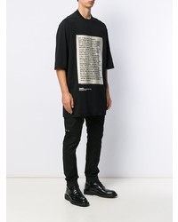 schwarzes und weißes bedrucktes T-Shirt mit einem Rundhalsausschnitt von Rick Owens DRKSHDW