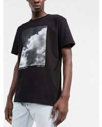 schwarzes und weißes bedrucktes T-Shirt mit einem Rundhalsausschnitt von Alexander McQueen