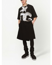 schwarzes und weißes bedrucktes T-Shirt mit einem Rundhalsausschnitt von Dolce & Gabbana