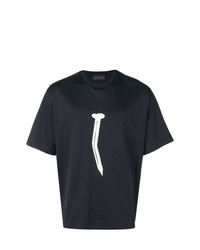 schwarzes und weißes bedrucktes T-Shirt mit einem Rundhalsausschnitt von Diesel Black Gold