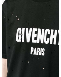 schwarzes und weißes bedrucktes T-Shirt mit einem Rundhalsausschnitt von Givenchy