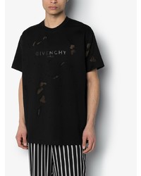 schwarzes und weißes bedrucktes T-Shirt mit einem Rundhalsausschnitt von Givenchy