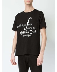 schwarzes und weißes bedrucktes T-Shirt mit einem Rundhalsausschnitt von Takahiromiyashita The Soloist