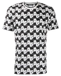 schwarzes und weißes bedrucktes T-Shirt mit einem Rundhalsausschnitt von Dolce & Gabbana