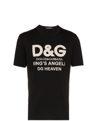 schwarzes und weißes bedrucktes T-Shirt mit einem Rundhalsausschnitt von Dolce & Gabbana