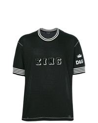 schwarzes und weißes bedrucktes T-Shirt mit einem Rundhalsausschnitt von Dolce & Gabbana