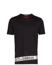 schwarzes und weißes bedrucktes T-Shirt mit einem Rundhalsausschnitt von Dolce & Gabbana