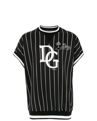 schwarzes und weißes bedrucktes T-Shirt mit einem Rundhalsausschnitt von Dolce & Gabbana