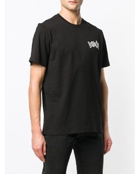 schwarzes und weißes bedrucktes T-Shirt mit einem Rundhalsausschnitt von A.P.C.