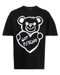 schwarzes und weißes bedrucktes T-Shirt mit einem Rundhalsausschnitt von DOMREBEL