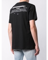 schwarzes und weißes bedrucktes T-Shirt mit einem Rundhalsausschnitt von Off-White