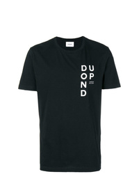 schwarzes und weißes bedrucktes T-Shirt mit einem Rundhalsausschnitt von Dondup