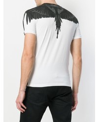 schwarzes und weißes bedrucktes T-Shirt mit einem Rundhalsausschnitt von Marcelo Burlon County of Milan